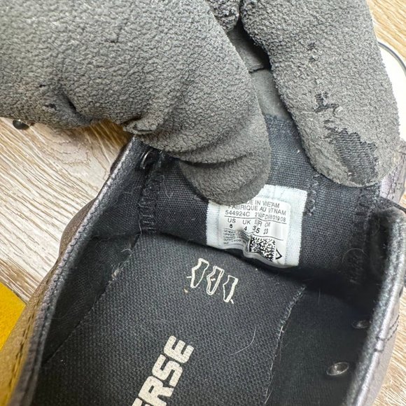 Converse Metallic Gray Leather Low Top Sneakers Women's Size 6 - Picture 5 of 7